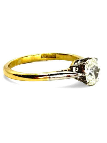 Bague 51 Solitaire or jaune et diamant oval 0,35 ct 58 Facettes 1376