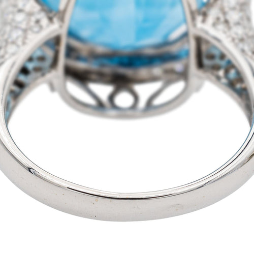 Bague 51.5 Bague Cocktail Or blanc Topaze, Diamant 58 Facettes 3798774CN