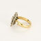 Anillo navette en oro amarillo, oro blanco y diamantes 