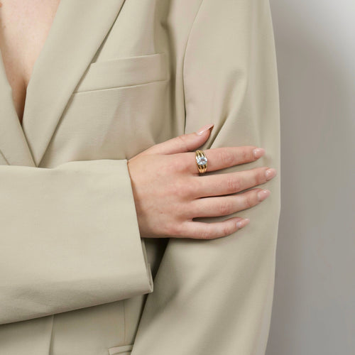 Bague Bague vintage avec aigue-marine ovale 58 Facettes 2505004