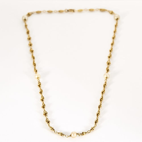 Collier Collier en Or jaune et perles blanches 58 Facettes SQU3599X2