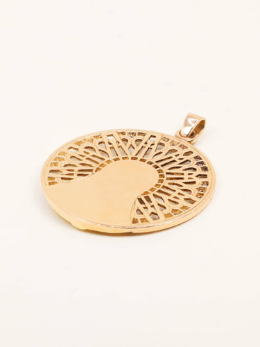 Pendentif VERNON Medaille Art Nouveau Vierge or jaune diamants taille rose 58 Facettes 1210.3