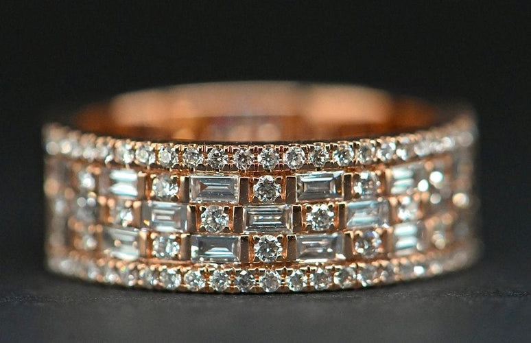 Bague 55 Bague En Or Rose Sertie De Diamants Certifiés G-VSI De 1,1 Carat 58 Facettes