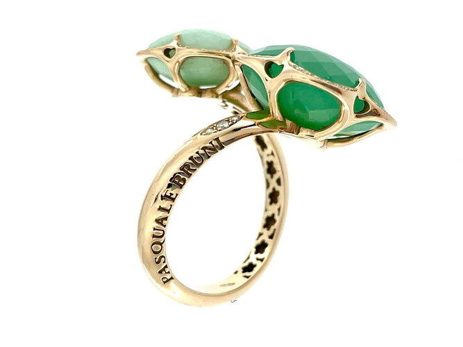 Bague 55 PASQUALE BRUNI - Bague Bon Ton or rose, diamants, chrysophrase. 58 Facettes