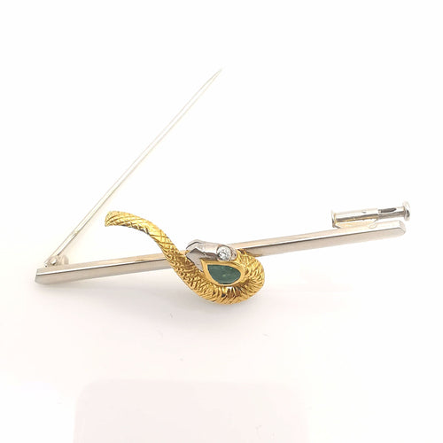 Broche Broche Or jaune et blanc Emeraude et Diamants 58 Facettes