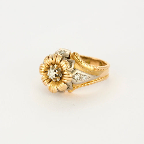 Bague 58 Chevalière en or jaune et blanc et diamants 58 Facettes GU207