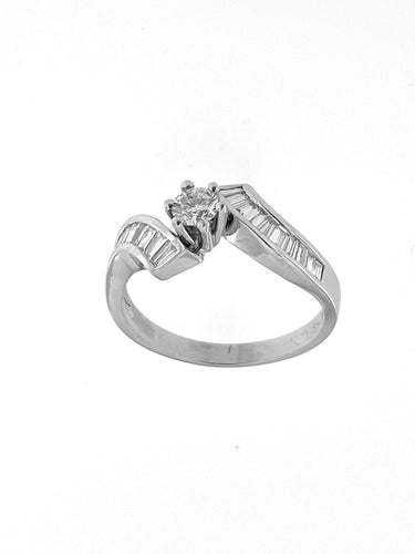 Bague 59 Bague italienne or blanc et diamants - HRD Certifiée 58 Facettes