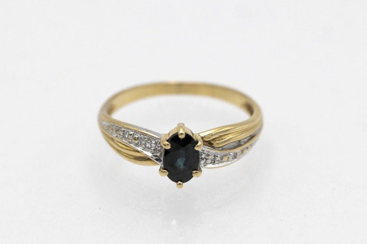 Bague 51 Vintage yellow gold ring with sapphire and diamonds, mid-20th century 58 Facettes 9859