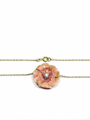 Collier Collier en or rose et porcelaine avec diamant taille brillant 58 Facettes