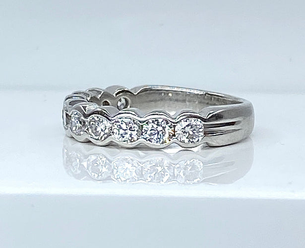 Bague 49 Demie alliance or blanc et diamants 58 Facettes AB635