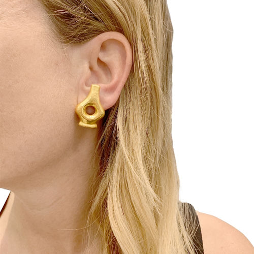 Boucles d'oreilles Boucles d'oreilles Lalaounis « Mesopotamia », or jaune martelé. 58 Facettes 34907