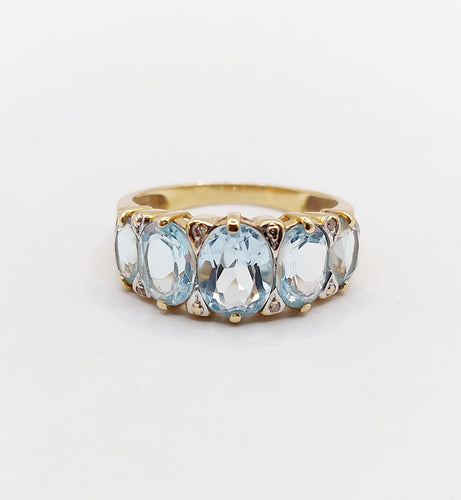 Bague 56 Bague jarretière vintage or jaune 18k topazes et diamants (circa 1980) 58 Facettes A05994