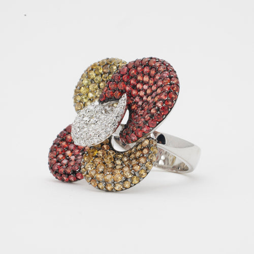 Bague Bagues saphirs jaunes et oranges 58 Facettes
