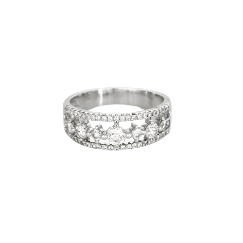 Bague 54 Bague jarretière or gris et diamants 58 Facettes EB3