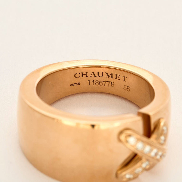 Bague 55 CHAUMET - Bague Chaumet Liens or rose diamants 58 Facettes 38