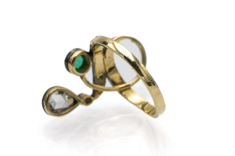 Bague 51 Bague Art Nouveau en or jaune, émeraude et diamants, vers 1900 58 Facettes 10815