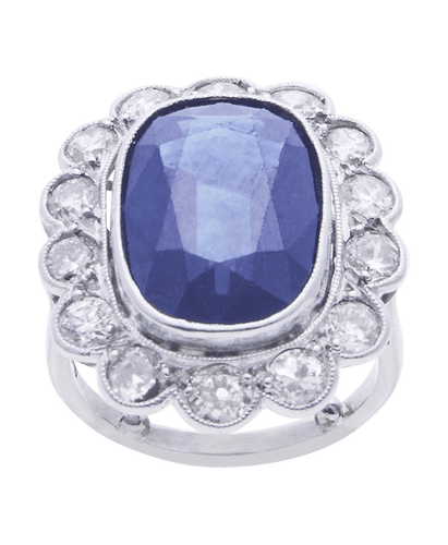 Bague Shiny Marguerite Or blanc 18K Saphir Diamant