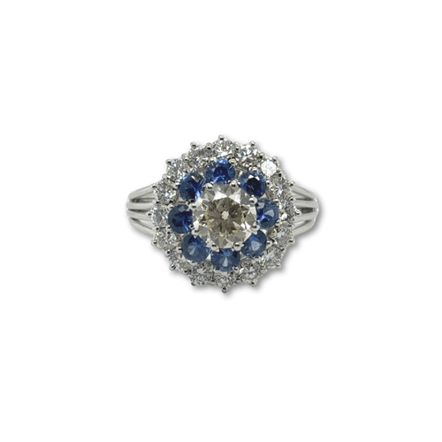 Bague 66 Bague Marguerite Or blanc - Saphirs et Diamants 58 Facettes 1.0000422/4