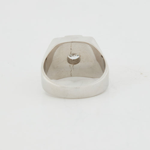 Bague 55 Chevalière Or Blanc sertie d’un Diamant 58 Facettes RÉF 8077/11