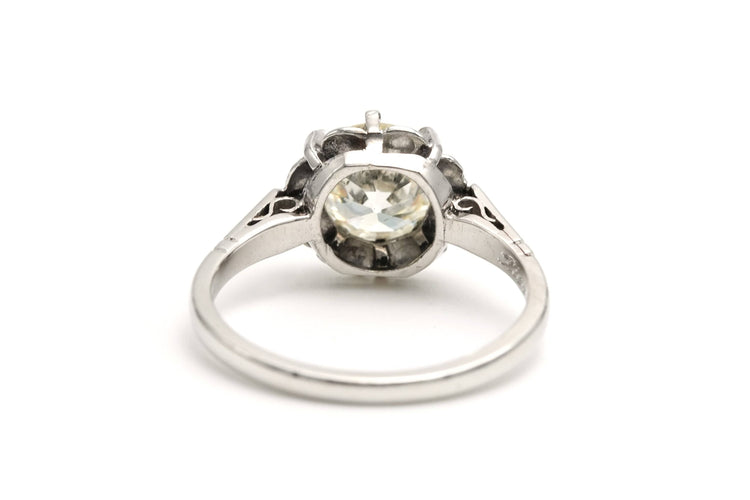 Bague 47 Bague Art Déco en or blanc sertie d'un diamant old cut 58 Facettes 22577