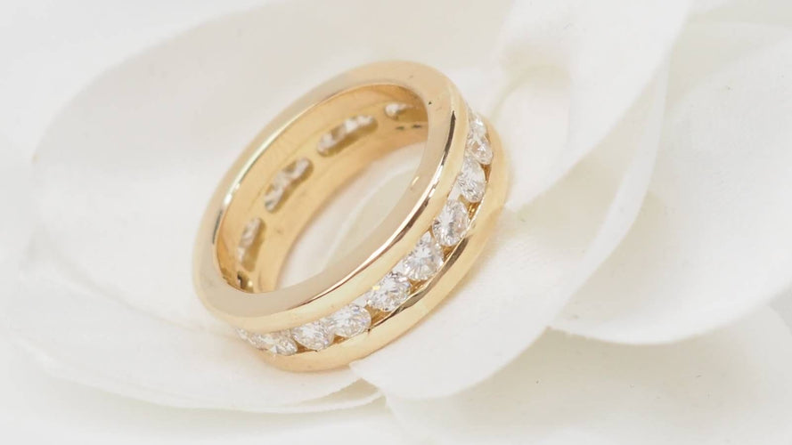 Bague 51 Alliance américaine en or jaune et diamants 1,68ct 58 Facettes 32667