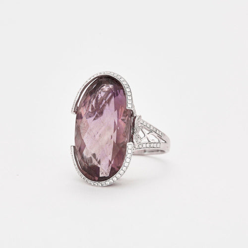 Bague 56 Bague Halo Diamants & Tourmaline 58 Facettes 1185