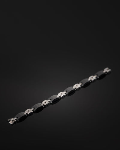 Bracelet CARTIER - Bracelet Maillon Panthère en or blanc et céramique diamants 58 Facettes 1