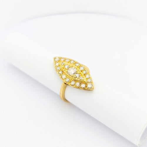 Bague 48 Marquise en or jaune et diamants 58 Facettes 29588