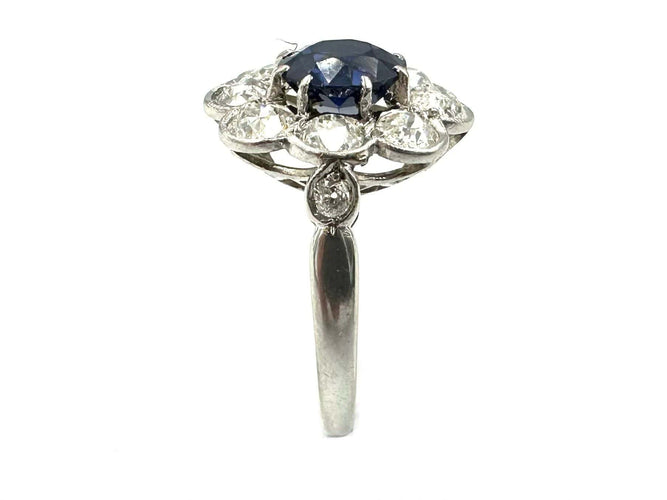 Bague 50 Bague Belle Époque platine, saphir et diamants 58 Facettes