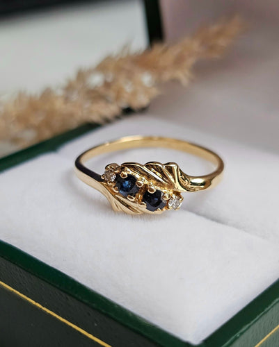 Bague 53 Bague or jaune saphirs et diamants 58 Facettes 663