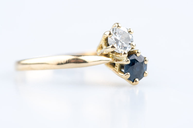 Bague 48 Bague toi et moi diamant et saphir en or jaune 18k env. 0,50 ct 58 Facettes TMSADOC580-107