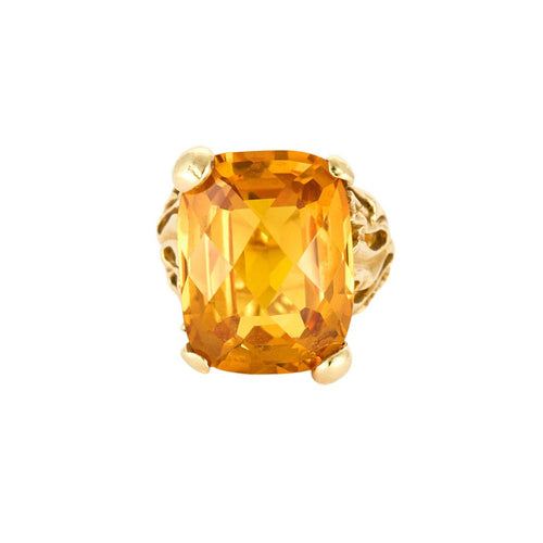 Bague 54 Bague Cocktail or jaune et citrine 58 Facettes CAN1098