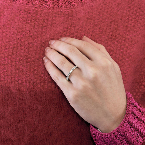 Bague 58.5 Alliance Rivière or blanc diamants 58 Facettes LP1056/12