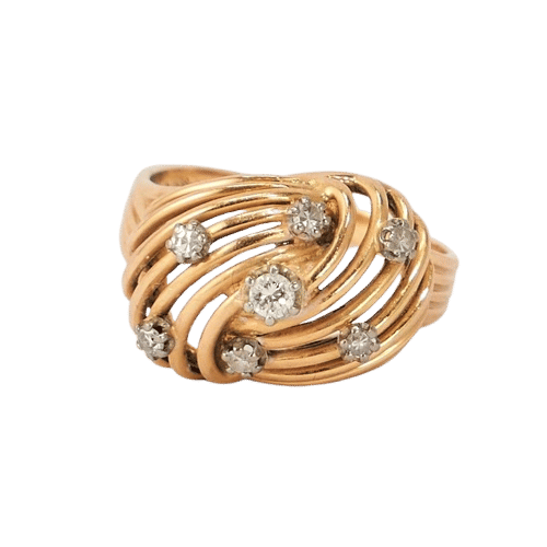 Bague Bague Vintage Or Jaune Diamants 58 Facettes LOT 491