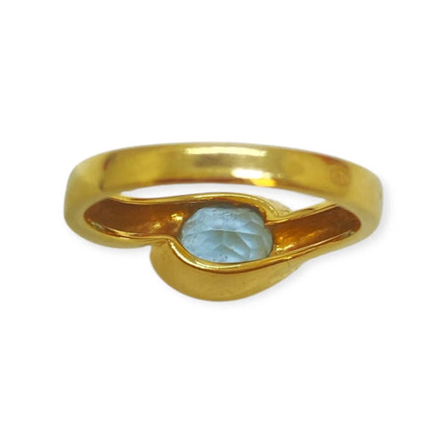 Bague 55 Bague or jaune et topaze bleue 58 Facettes 330081548