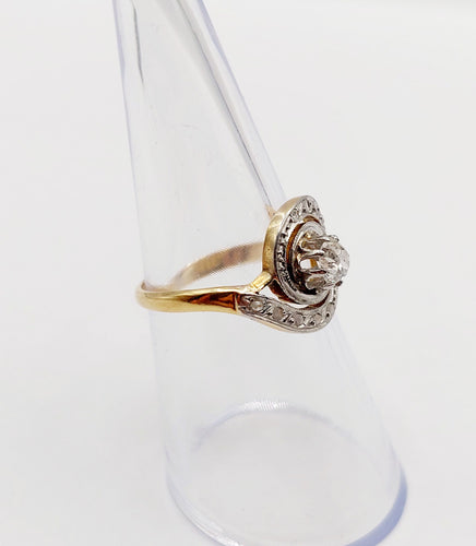 Bague 52.5 Bague tourbillon antique en or 18k et platine, diamants taille ancienne 58 Facettes A06455
