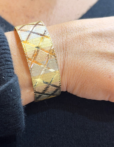 3-kleuren gouden set, lintketting en armband