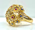 Anello - Anello multifiori in oro giallo e zaffiri, rubini, diamanti 
