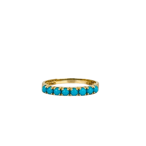 Bague Bague en or jaune avec turquoises 58 Facettes 2507016