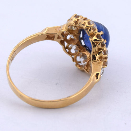 18 KT ALTIN YÜZÜK SAFİR VE PIRLANTA 