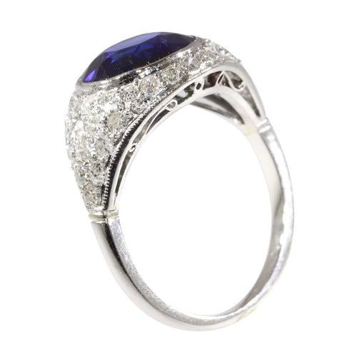 Bague 55 Bague saphir et diamant d'inspiration Art déco des années 1950 : une pièce audacieuse et affirmée 58 Facettes 24332-0063