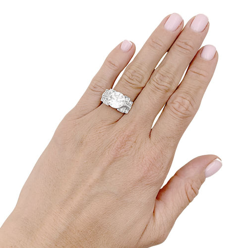 Bague 55 Bague art déco platine, diamant environ 2,80 cts. 58 Facettes 34923