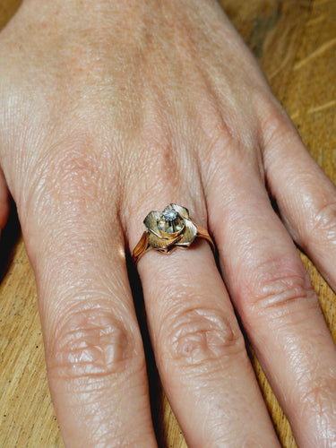 Bague Art Nouveau Or Rose Et Diamant