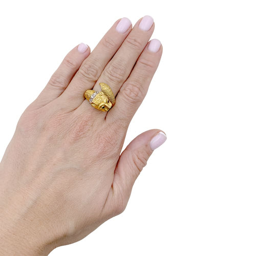 Bague 55 Bague Zolotas, « Tête de Lion » deux ors, diamants et rubis. 58 Facettes 34910