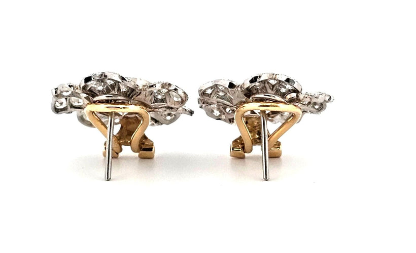 Boucles d'oreilles Boucles d'oreilles en or blanc et jaune avec diamants 58 Facettes