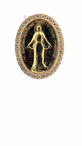 Collier Médaille miraculeuse en or et diamants sur chaîne coulissante 58 Facettes