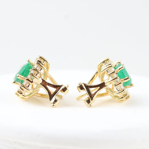 Boucles d'oreilles Boucles d'oreilles rosace en or jaune avec émeraudes et diamants 58 Facettes