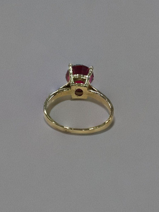 Bague 57.5 Solitaire or jaune Rubis 58 Facettes LP493