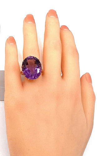 Bague 56 Bague en or jaune & améthyste 58 Facettes AB317