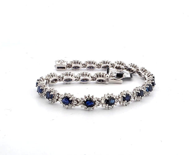 Bracelet Bracelet en or blanc 18 carats serti de saphirs et de diamants, 1973 G 58 Facettes